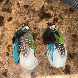 Colorful artisan made Feather pierced  Earrings